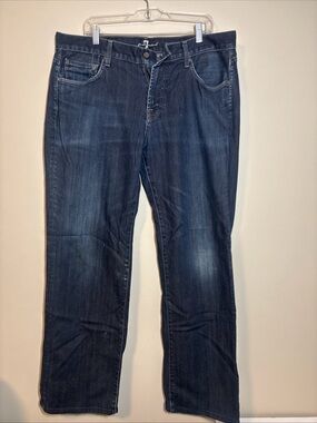 7 For All Mankind Dark Indigo Straight-Leg Jeans 36x30